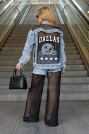 DALLAS COWBOYS RULE BREAKER DISTRESSED MESH DENIM JACKET
