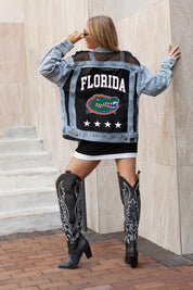 FLORIDA GATORS RULE BREAKER DISTRESSED MESH DENIM JACKET