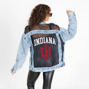 INDIANA HOOSIERS RULE BREAKER DISTRESSED MESH DENIM JACKET