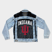 INDIANA HOOSIERS RULE BREAKER DISTRESSED MESH DENIM JACKET
