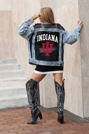 INDIANA HOOSIERS RULE BREAKER DISTRESSED MESH DENIM JACKET