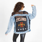IOWA STATE CYCLONES RULE BREAKER DISTRESSED MESH DENIM JACKET
