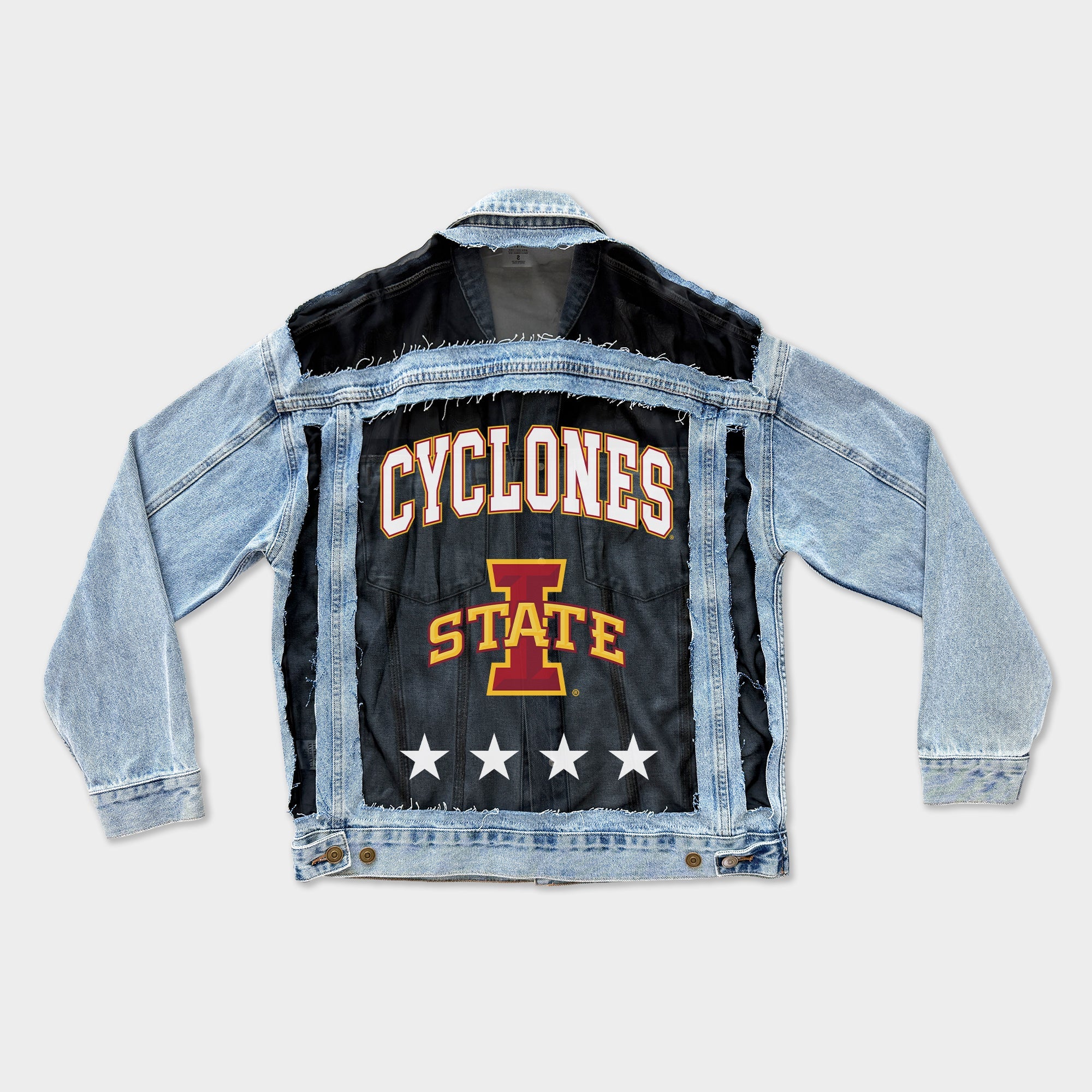 IOWA STATE CYCLONES RULE BREAKER DISTRESSED MESH DENIM JACKET