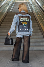JACKSONVILLE JAGUARS RULE BREAKER DISTRESSED MESH DENIM JACKET