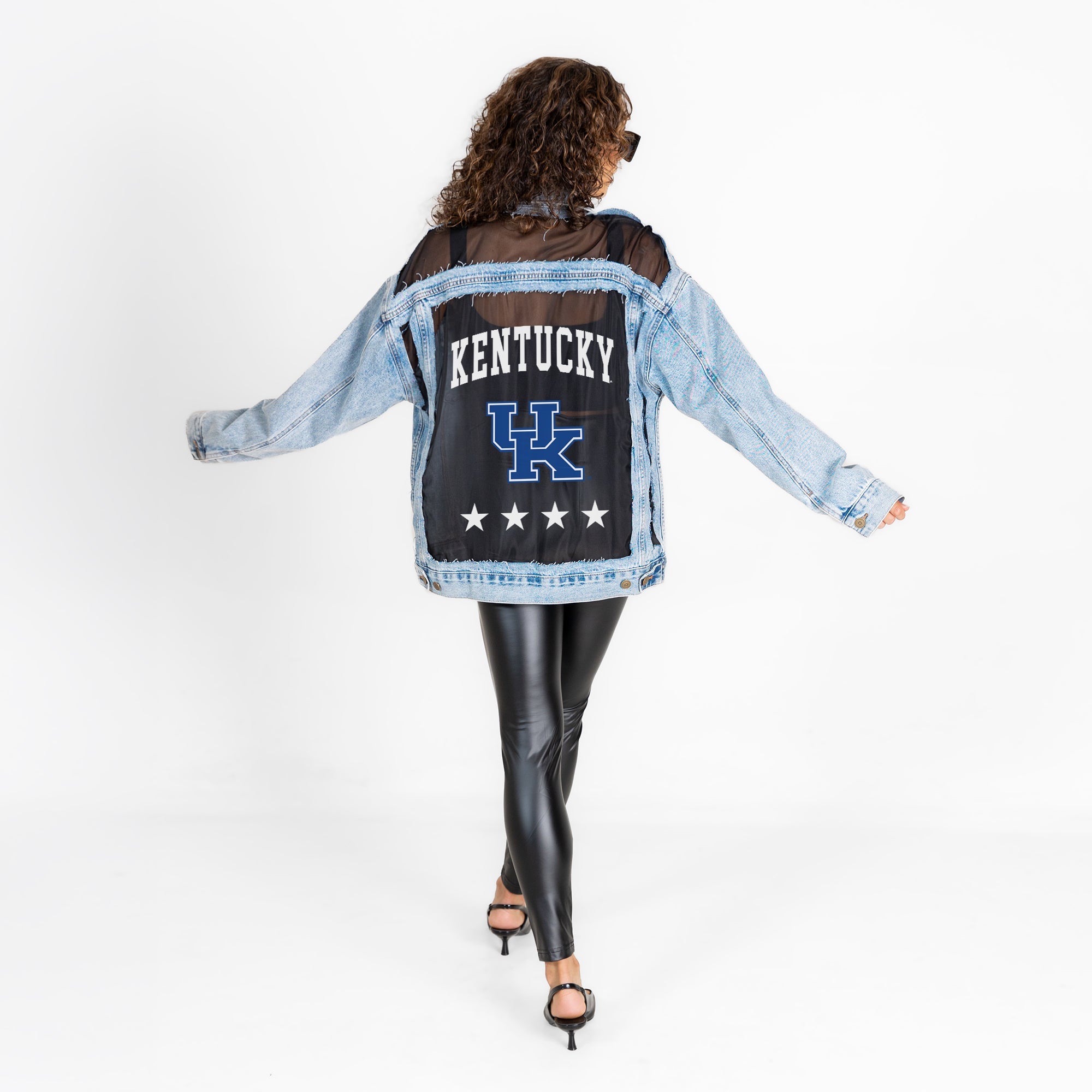 KENTUCKY WILDCATS RULE BREAKER DISTRESSED MESH DENIM JACKET