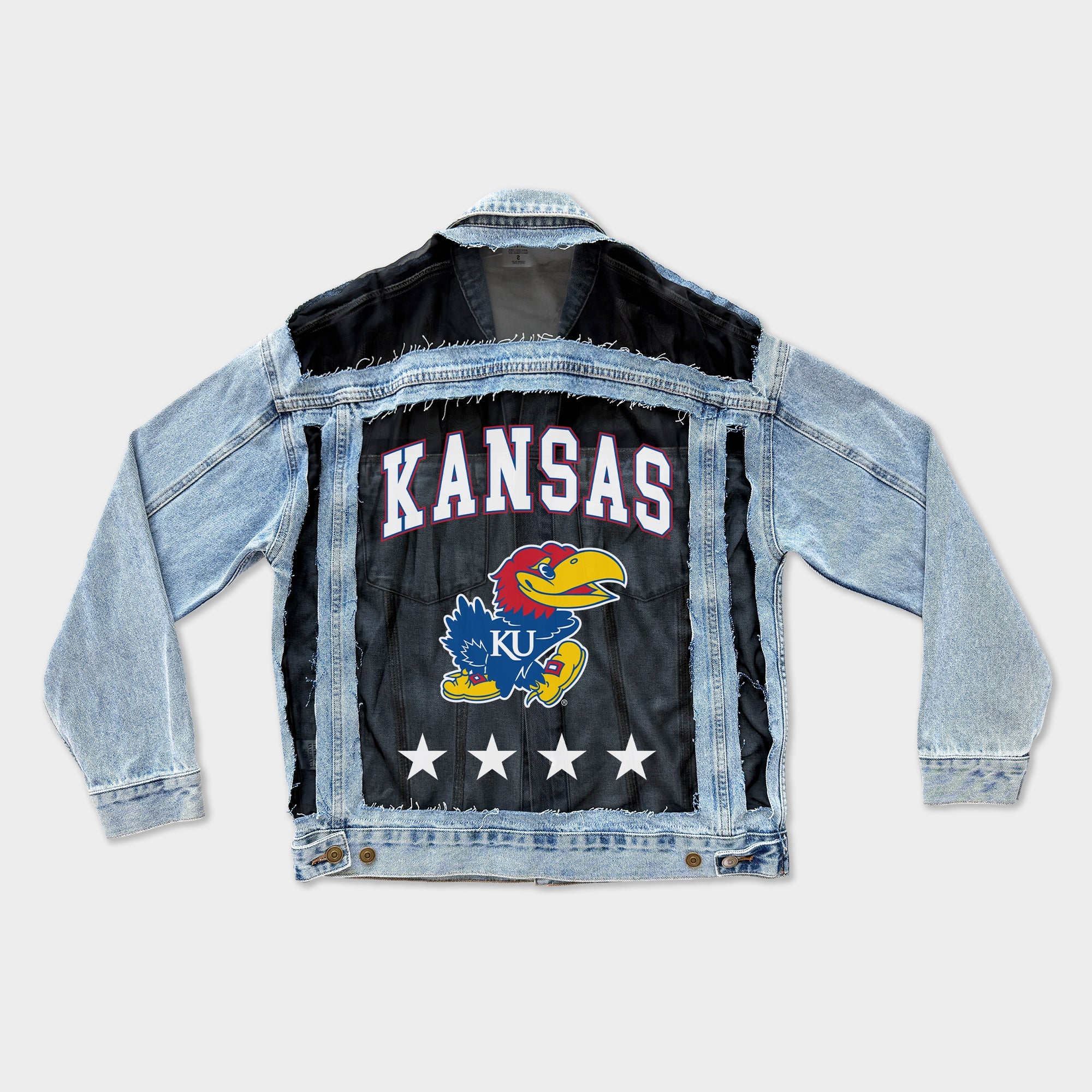 KANSAS JAYHAWKS RULE BREAKER DISTRESSED MESH DENIM JACKET