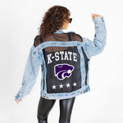 KANSAS STATE WILDCATS RULE BREAKER DISTRESSED MESH DENIM JACKET