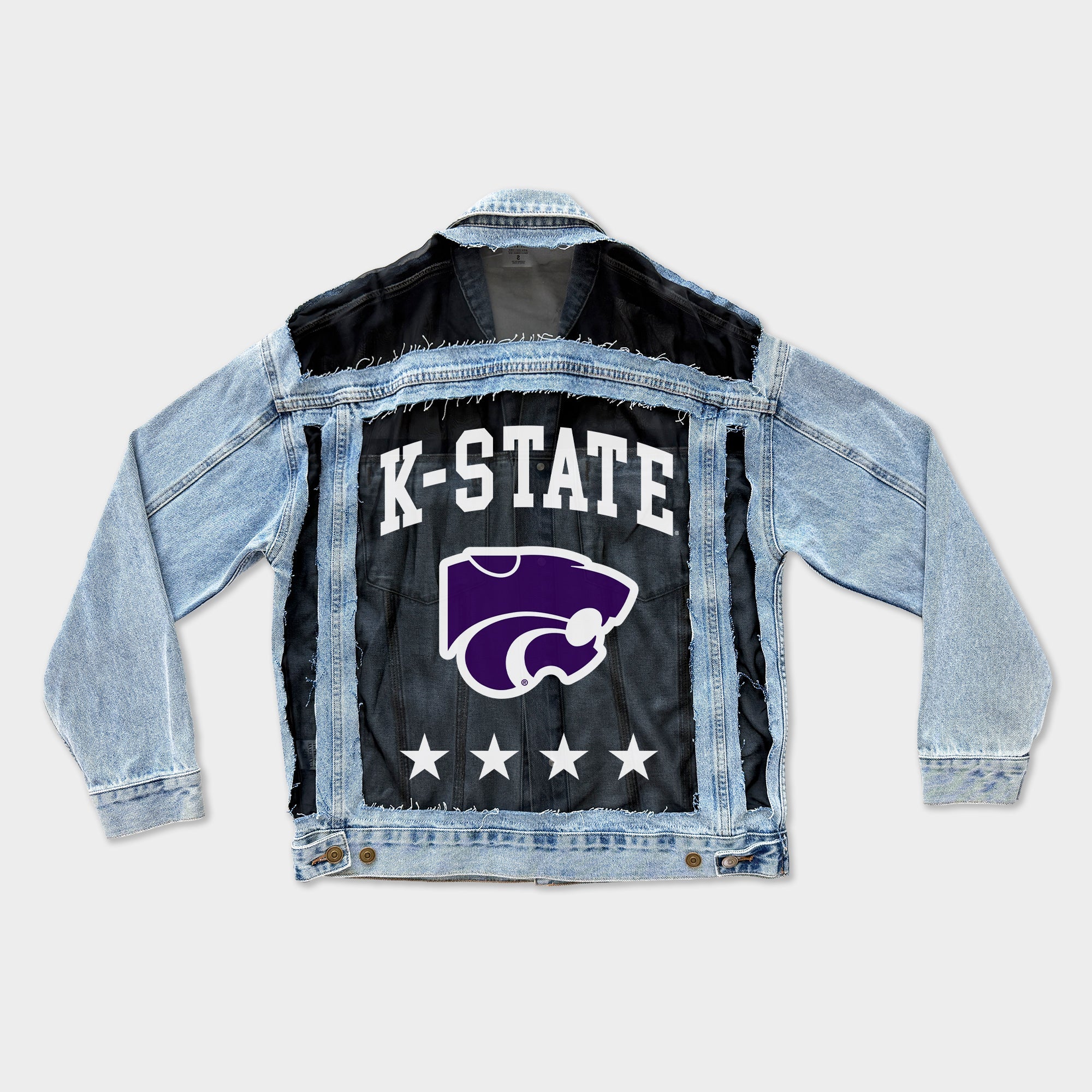 KANSAS STATE WILDCATS RULE BREAKER DISTRESSED MESH DENIM JACKET