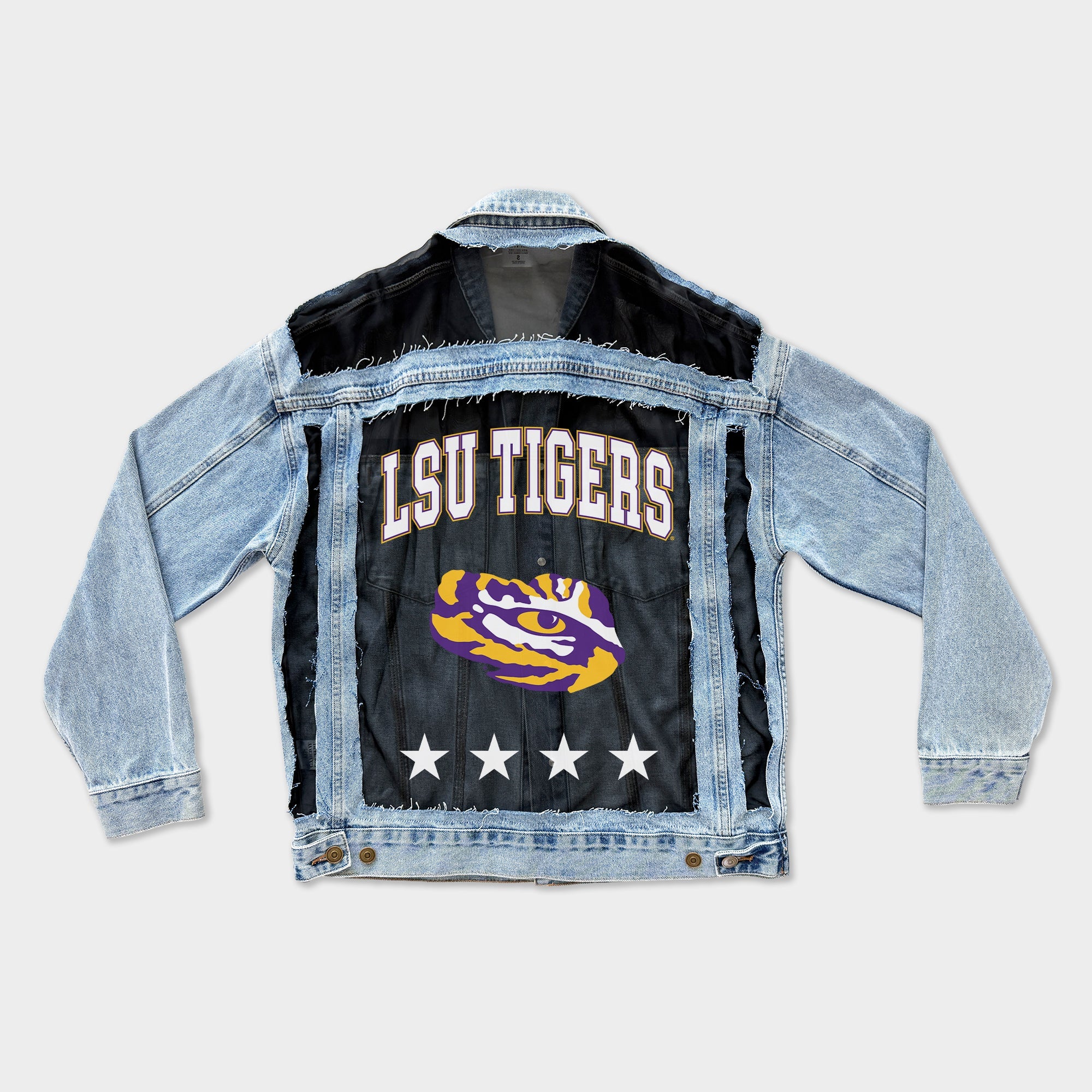LSU TIGERS RULE BREAKER DISTRESSED MESH DENIM JACKET