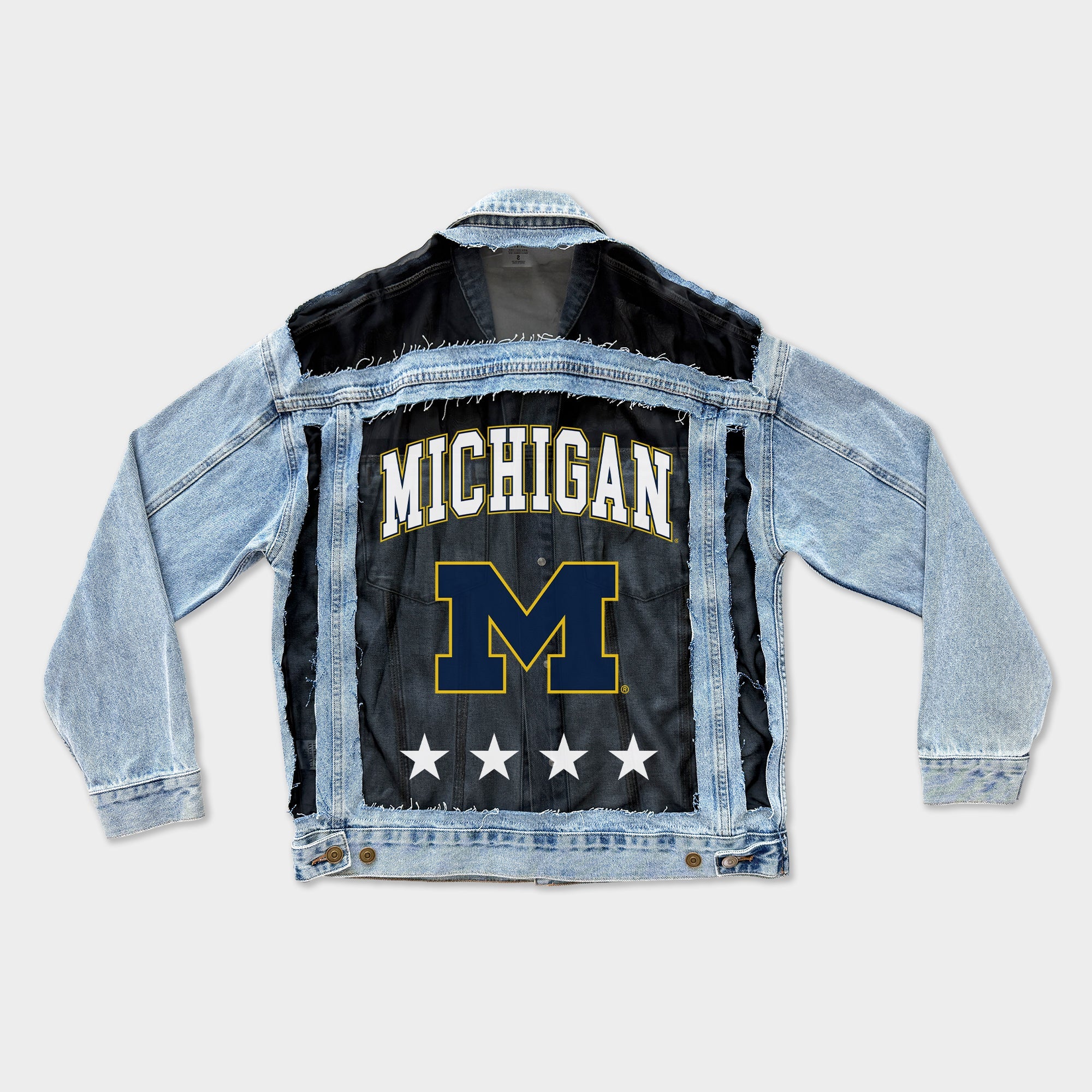 MICHIGAN WOLVERINES RULE BREAKER DISTRESSED MESH DENIM JACKET