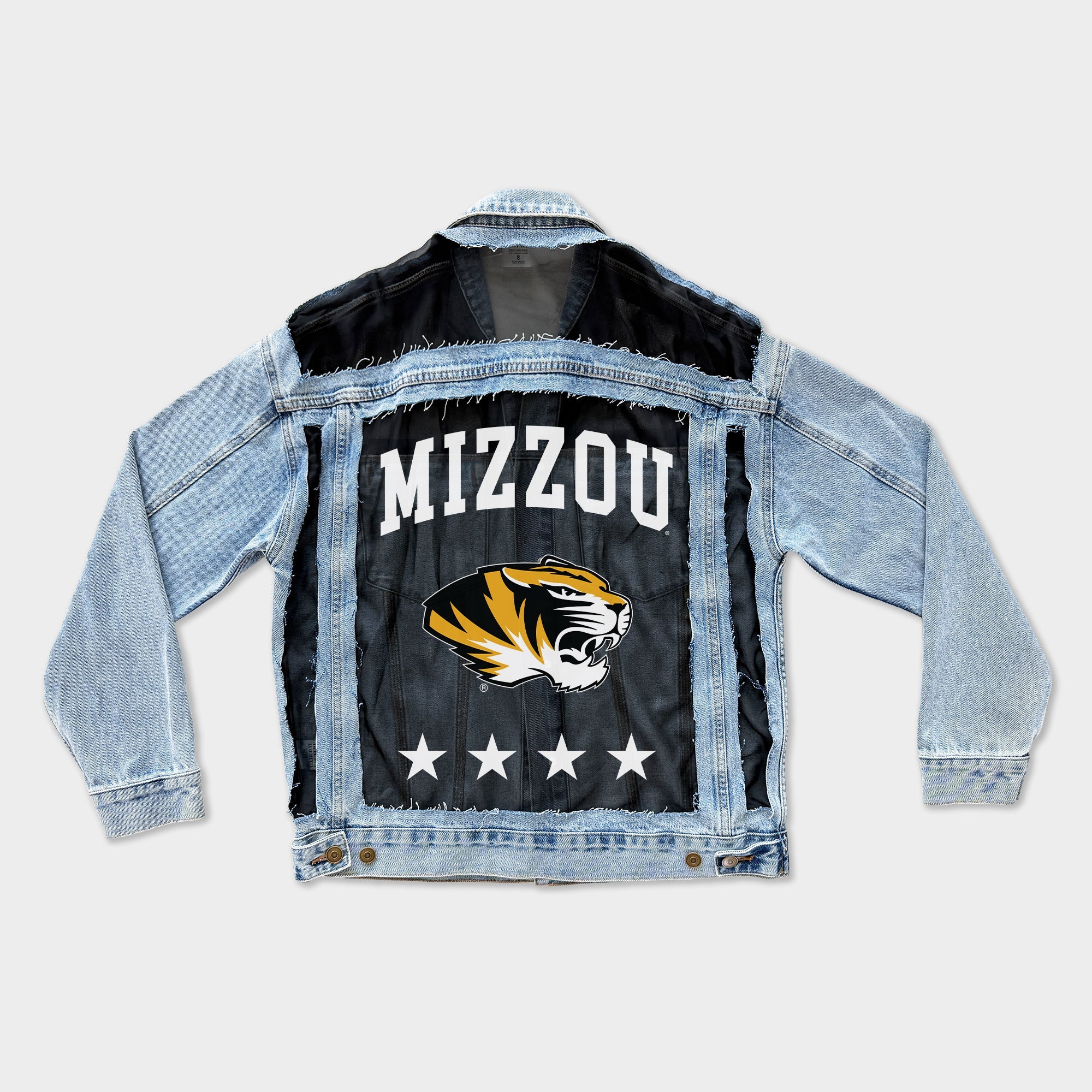 MISSOURI TIGERS RULE BREAKER DISTRESSED MESH DENIM JACKET