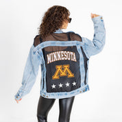 MINNESOTA GOLDEN GOPHERS RULE BREAKER DISTRESSED MESH DENIM JACKET