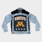 MINNESOTA GOLDEN GOPHERS RULE BREAKER DISTRESSED MESH DENIM JACKET