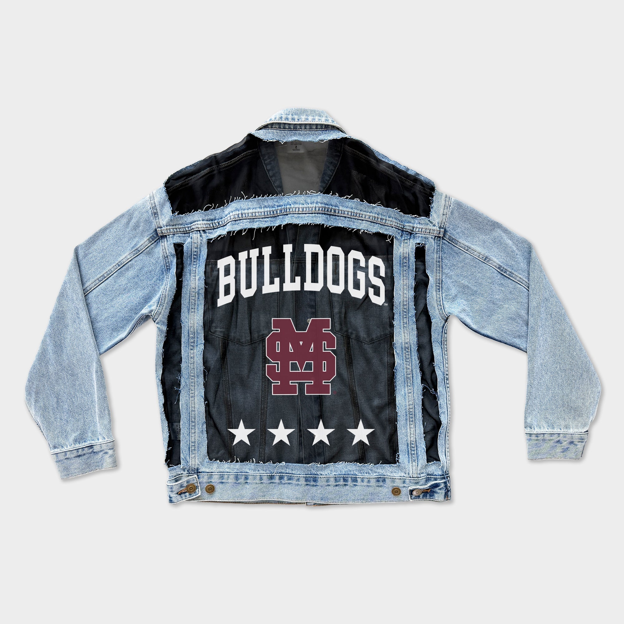 MISSISSIPPI STATE BULLDOGS RULE BREAKER DISTRESSED MESH DENIM JACKET