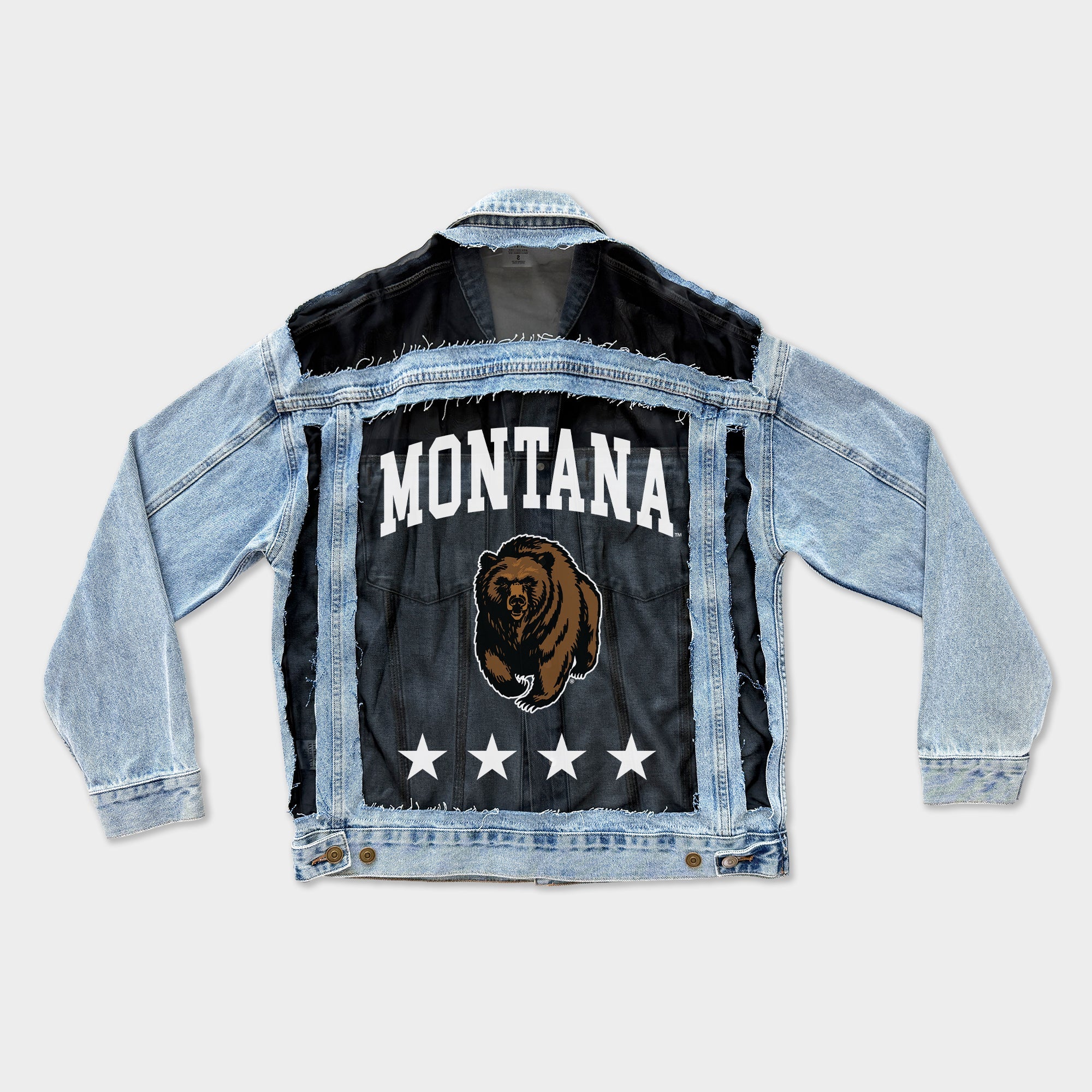 MONTANA GRIZZLIES RULE BREAKER DISTRESSED MESH DENIM JACKET