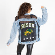 NORTH DAKOTA STATE BISON RULE BREAKER DISTRESSED MESH DENIM JACKET