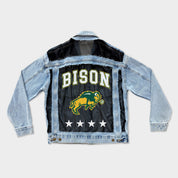 NORTH DAKOTA STATE BISON RULE BREAKER DISTRESSED MESH DENIM JACKET