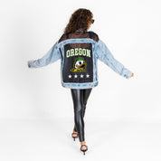 OREGON DUCKS RULE BREAKER DISTRESSED MESH DENIM JACKET