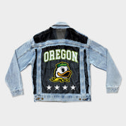 OREGON DUCKS RULE BREAKER DISTRESSED MESH DENIM JACKET
