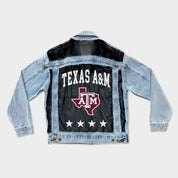 TEXAS A&M AGGIES RULE BREAKER DISTRESSED MESH DENIM JACKET