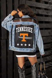 TENNESSEE VOLUNTEERS RULE BREAKER DISTRESSED MESH DENIM JACKET