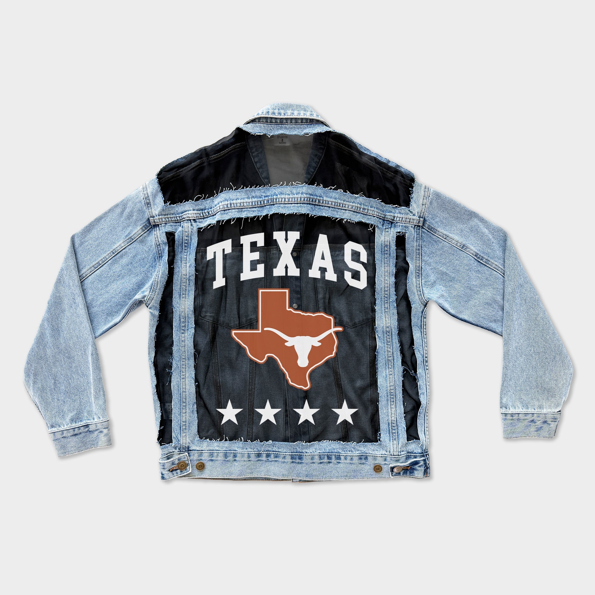 TEXAS LONGHORNS RULE BREAKER DISTRESSED MESH DENIM JACKET