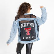 TEXAS TECH RED RAIDERS RULE BREAKER DISTRESSED MESH DENIM JACKET