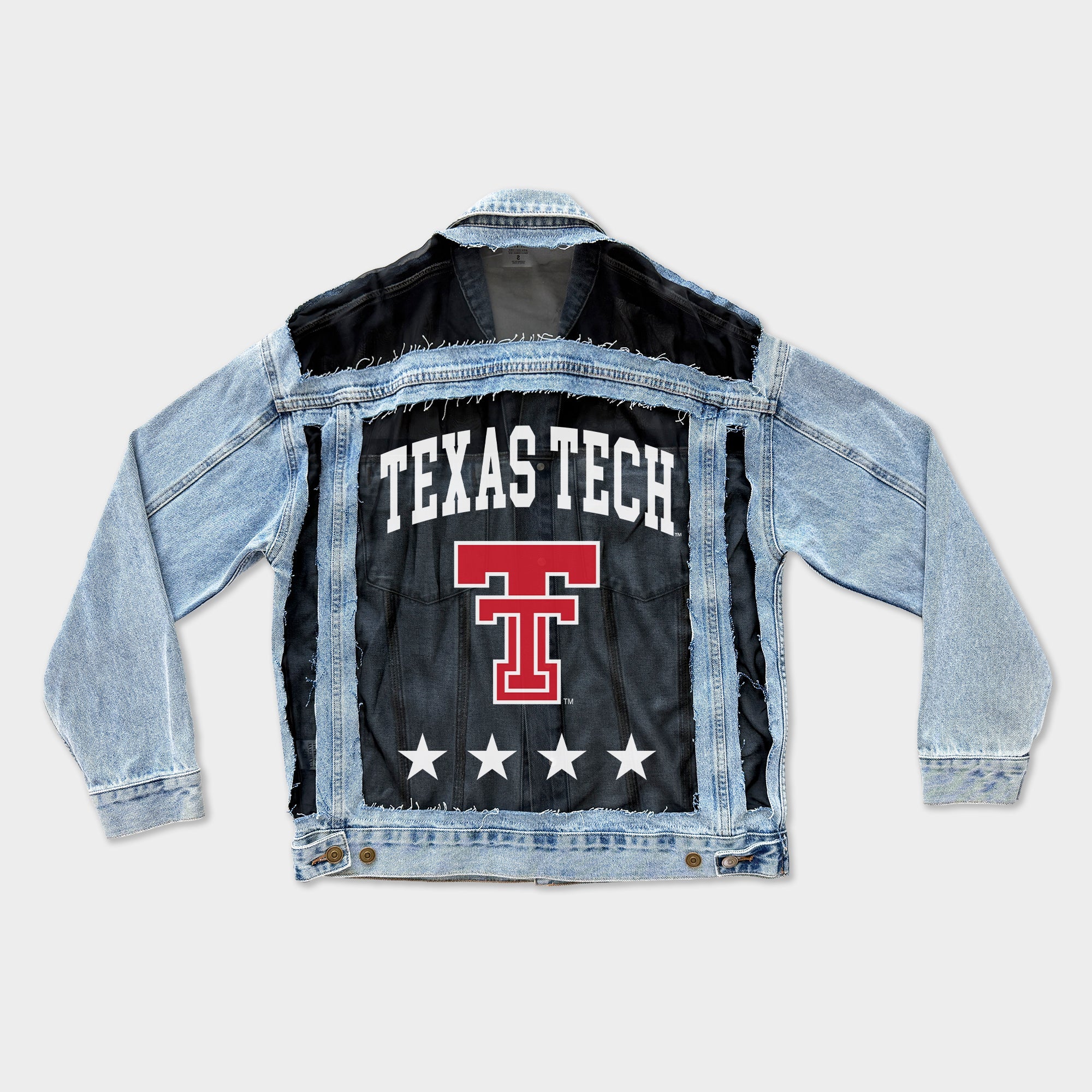 TEXAS TECH RED RAIDERS RULE BREAKER DISTRESSED MESH DENIM JACKET