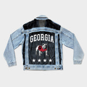 GEORGIA BULLDOGS RULE BREAKER DISTRESSED MESH DENIM JACKET