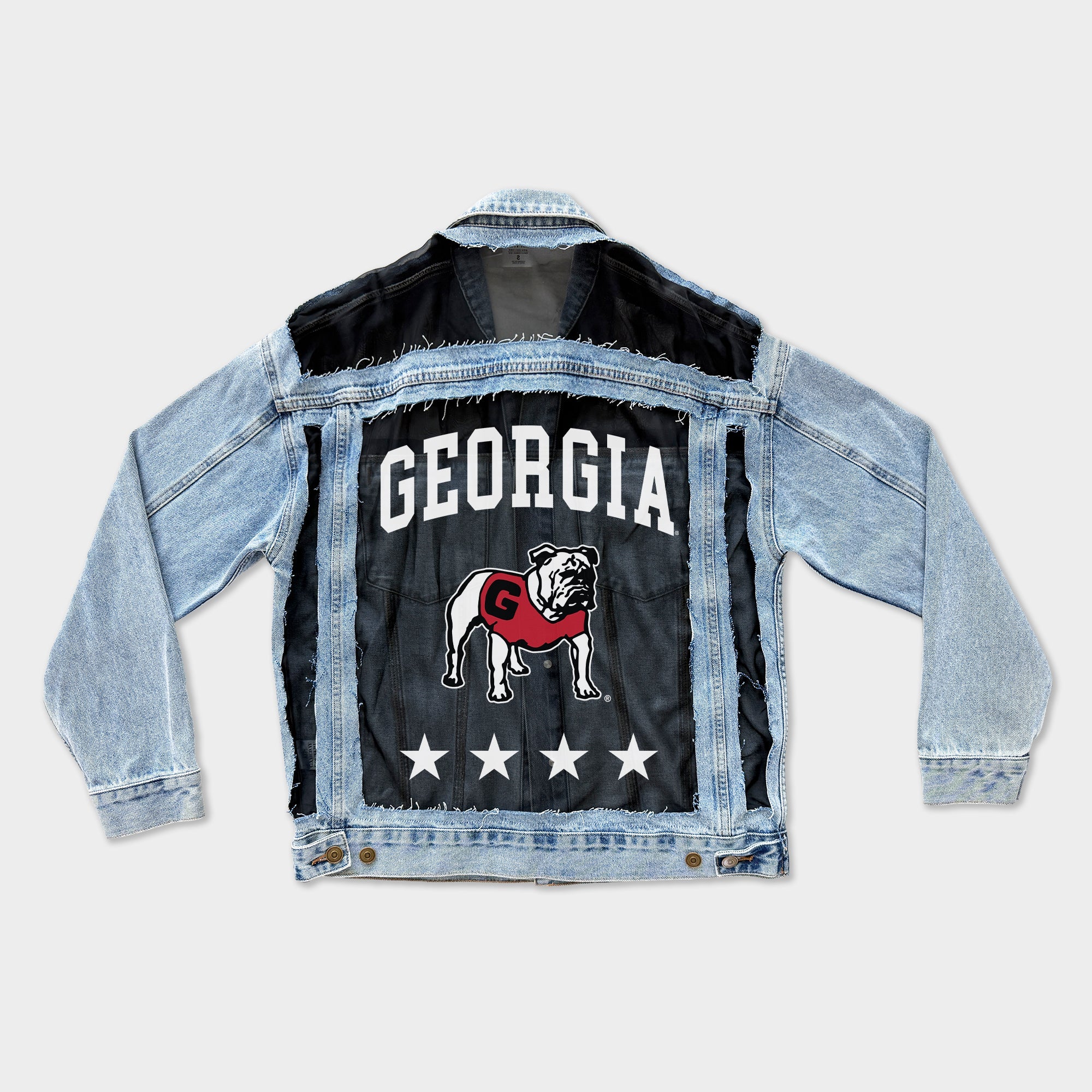 GEORGIA BULLDOGS RULE BREAKER DISTRESSED MESH DENIM JACKET