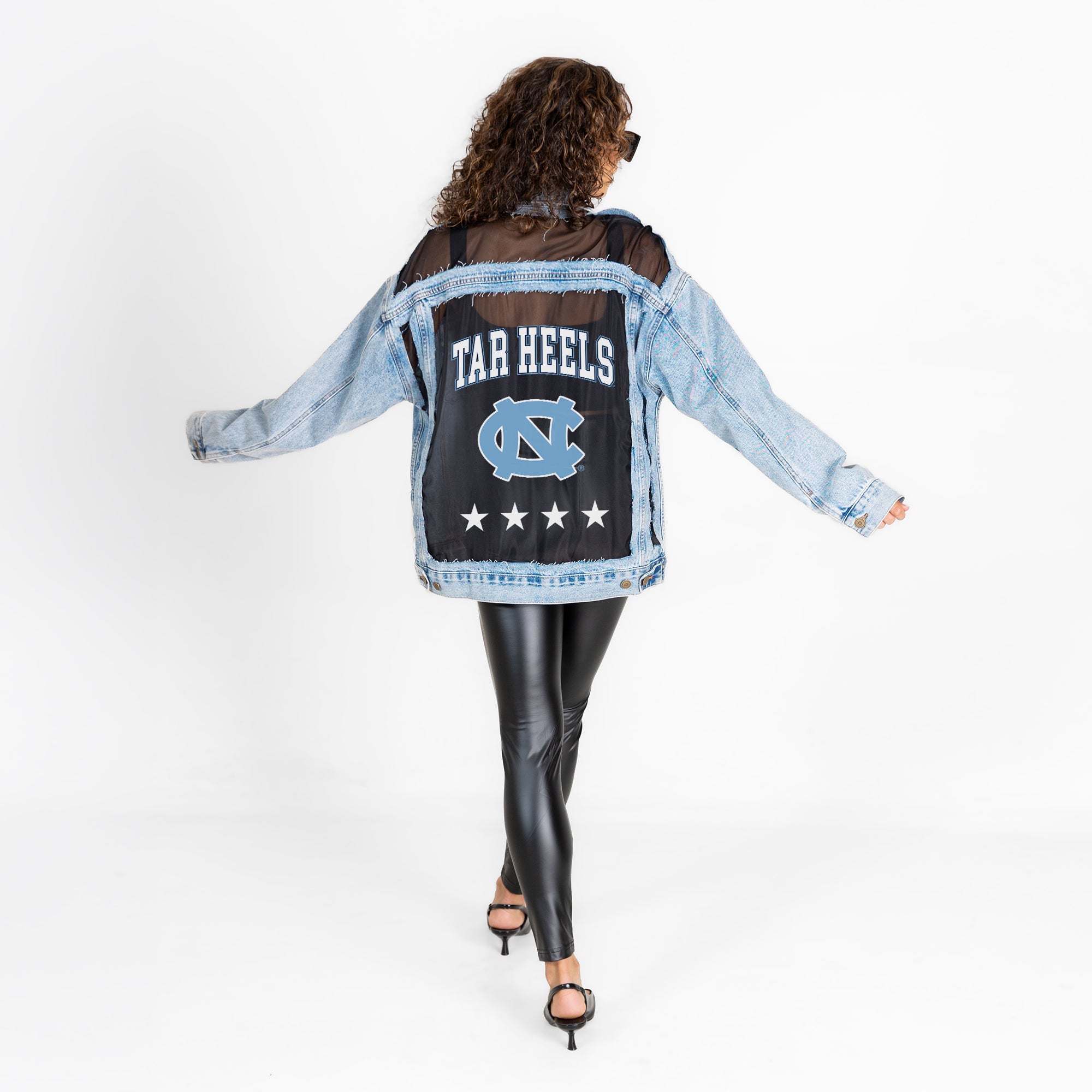 NORTH CAROLINA TAR HEELS RULE BREAKER DISTRESSED MESH DENIM JACKET