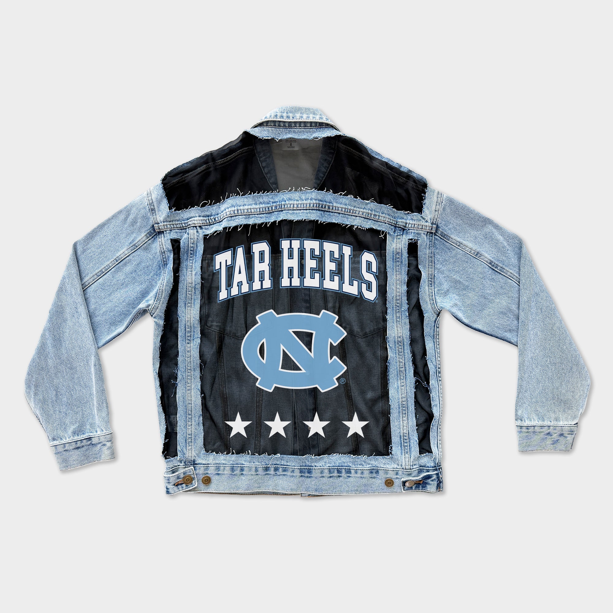 NORTH CAROLINA TAR HEELS RULE BREAKER DISTRESSED MESH DENIM JACKET