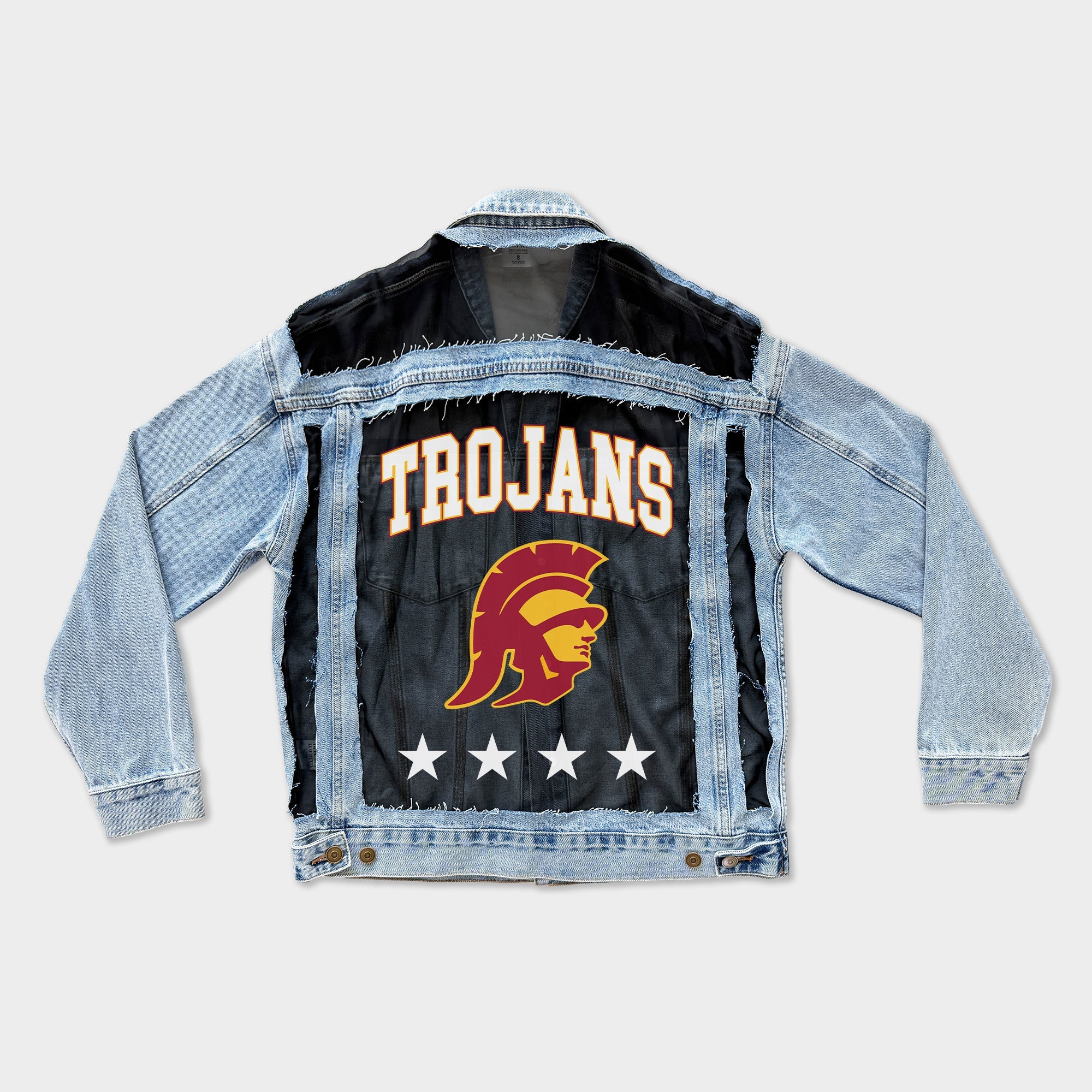USC TROJANS RULE BREAKER DISTRESSED MESH DENIM JACKET