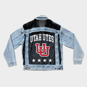 UTAH UTES RULE BREAKER DISTRESSED MESH DENIM JACKET