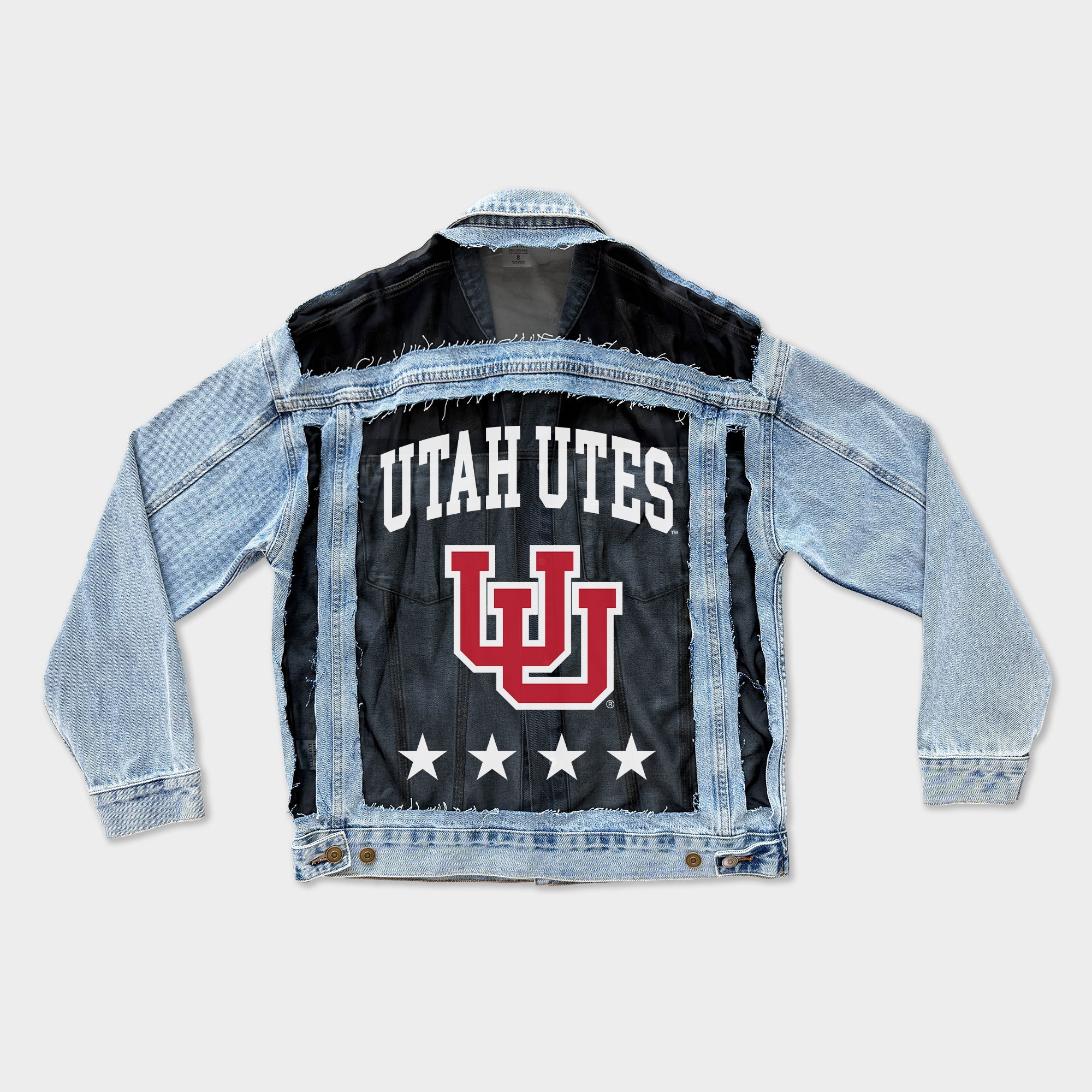 UTAH UTES RULE BREAKER DISTRESSED MESH DENIM JACKET