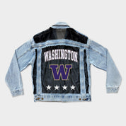WASHINGTON HUSKIES RULE BREAKER DISTRESSED MESH DENIM JACKET