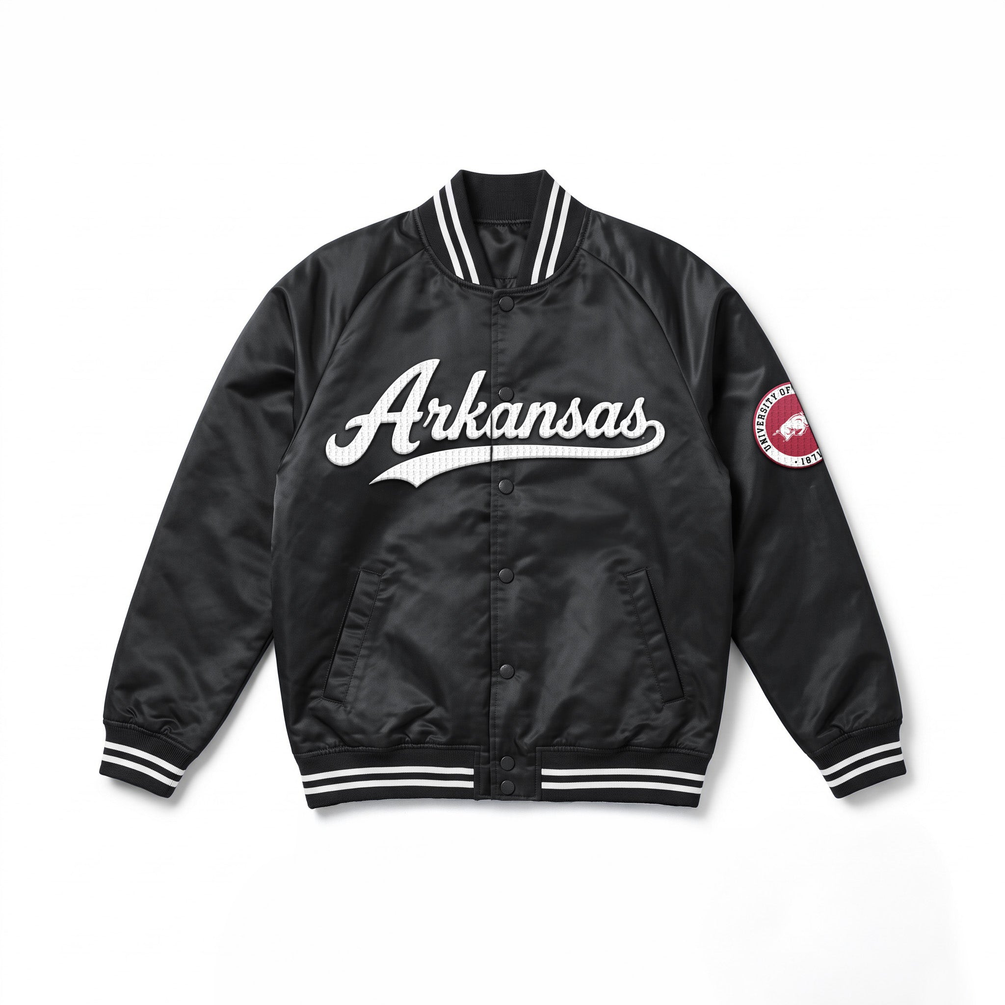 ARKANSAS RAZORBACKS VARSITY MUSE OVERSIZED VARSITY UNISEX JACKET