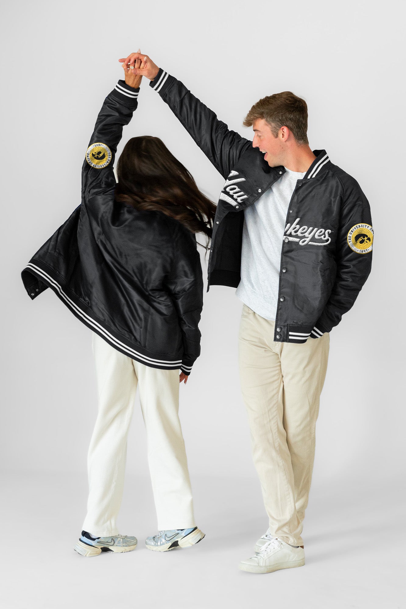 IOWA HAWKEYES VARSITY MUSE OVERSIZED VARSITY UNISEX JACKET