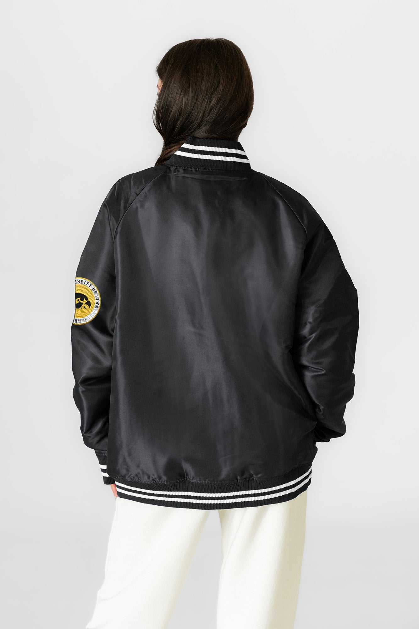 IOWA HAWKEYES VARSITY MUSE OVERSIZED VARSITY UNISEX JACKET