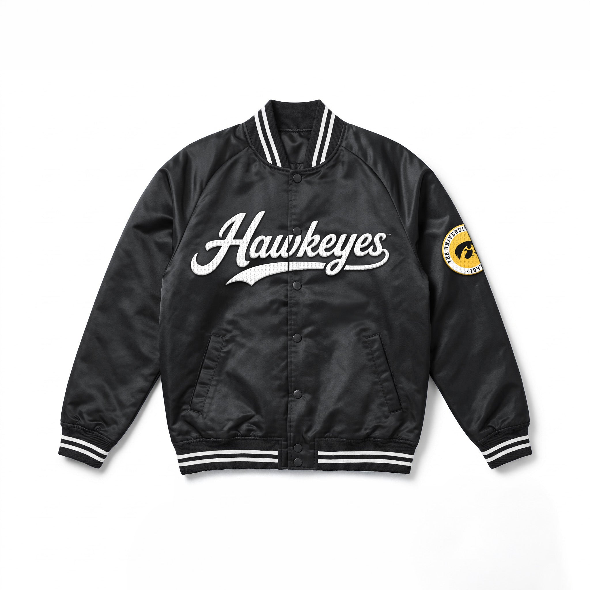 IOWA HAWKEYES VARSITY MUSE OVERSIZED VARSITY UNISEX JACKET