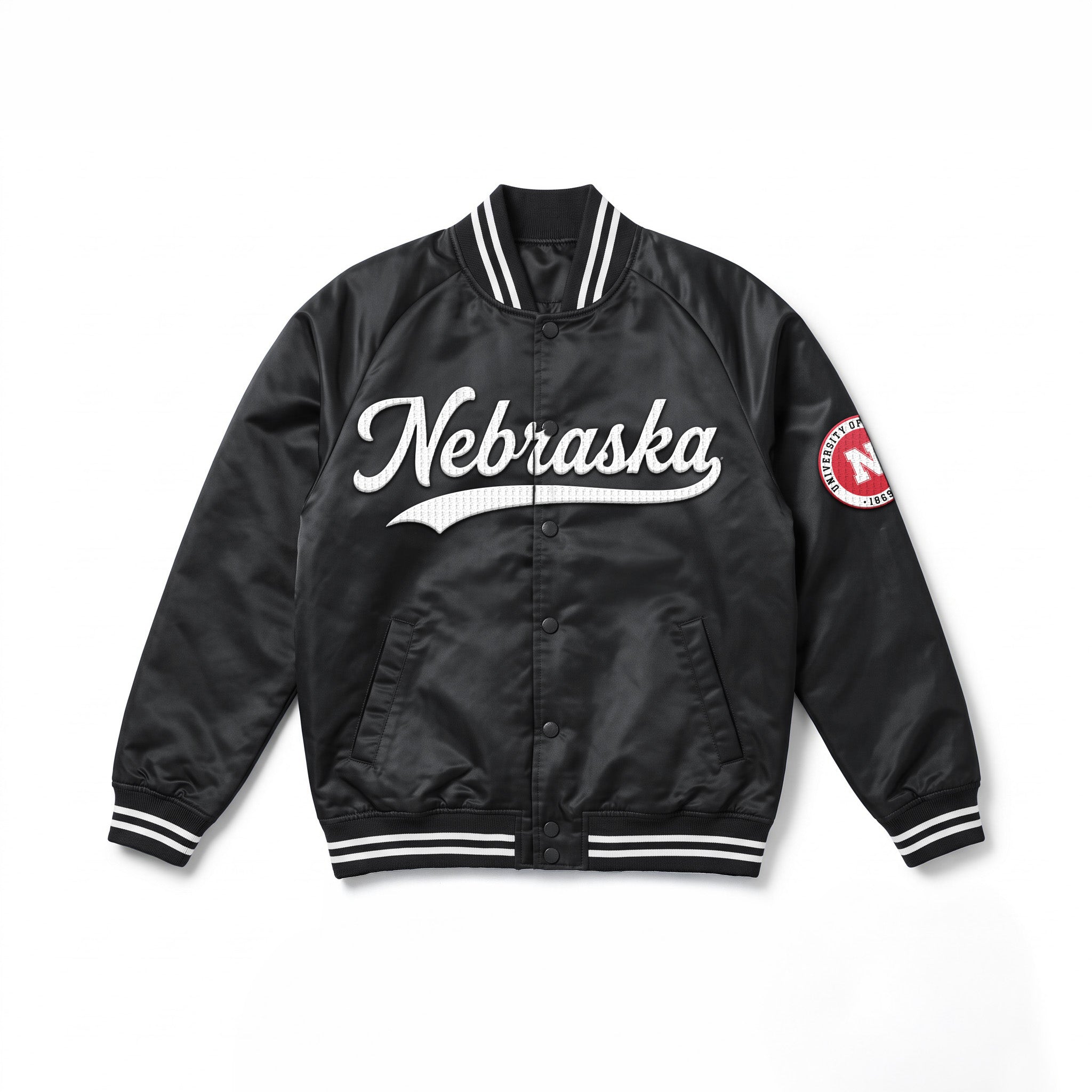 NEBRASKA CORNHUSKERS VARSITY MUSE OVERSIZED VARSITY UNISEX JACKET