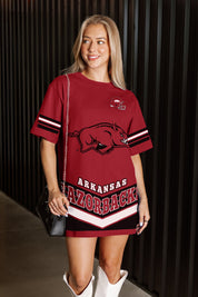 ARKANSAS RAZORBACKS PERFECT SCORE RETRO T-SHIRT DRESS