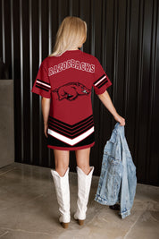 ARKANSAS RAZORBACKS PERFECT SCORE RETRO T-SHIRT DRESS