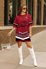 ARKANSAS RAZORBACKS PERFECT SCORE RETRO T-SHIRT DRESS