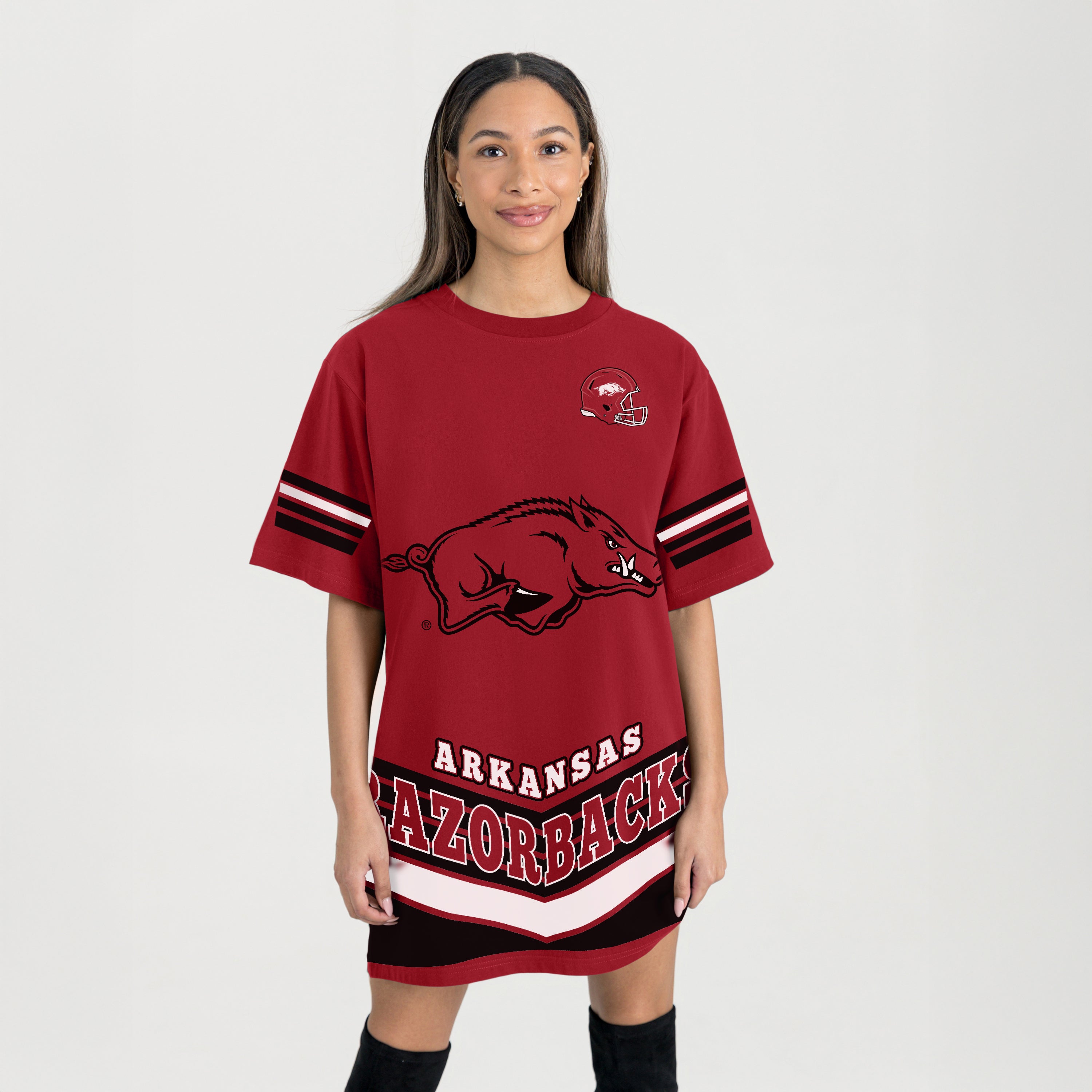 ARKANSAS RAZORBACKS PERFECT SCORE RETRO T-SHIRT DRESS