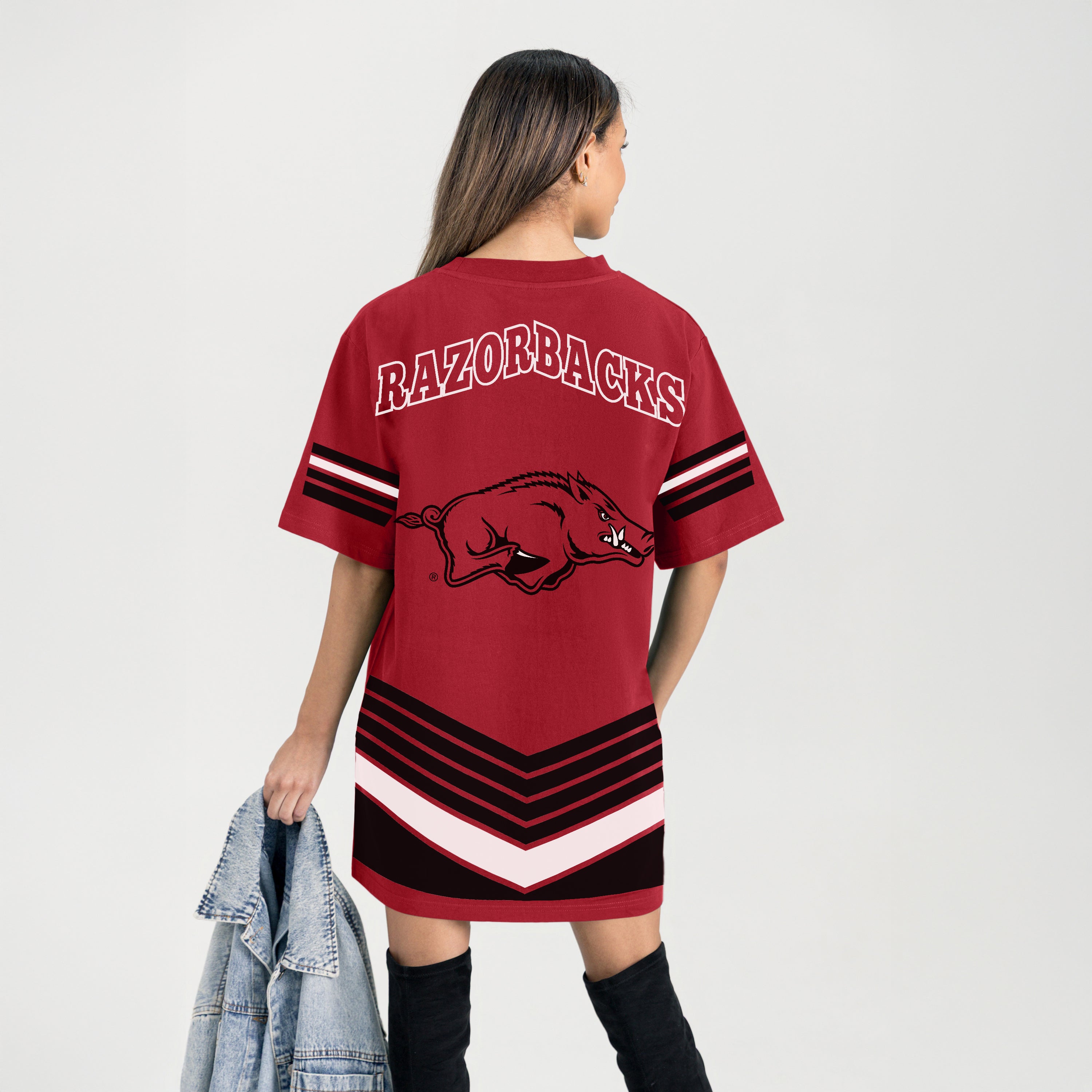 ARKANSAS RAZORBACKS PERFECT SCORE RETRO T-SHIRT DRESS