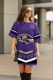 BALTIMORE RAVENS PERFECT SCORE RETRO T-SHIRT DRESS