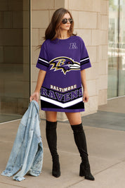 BALTIMORE RAVENS PERFECT SCORE RETRO T-SHIRT DRESS