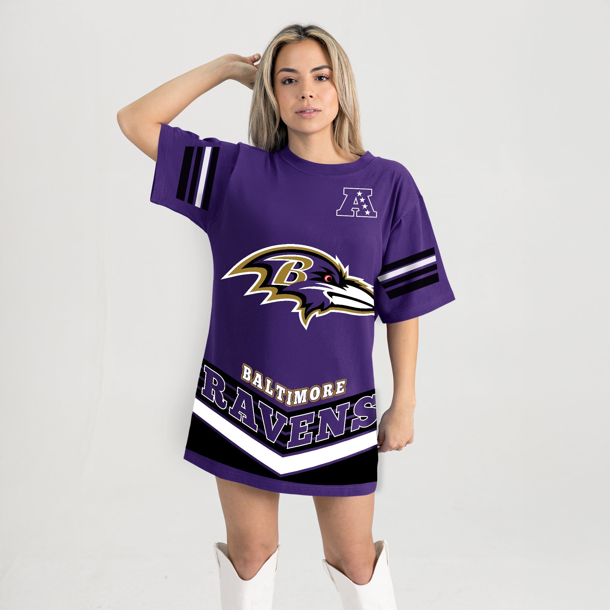 BALTIMORE RAVENS PERFECT SCORE RETRO T-SHIRT DRESS