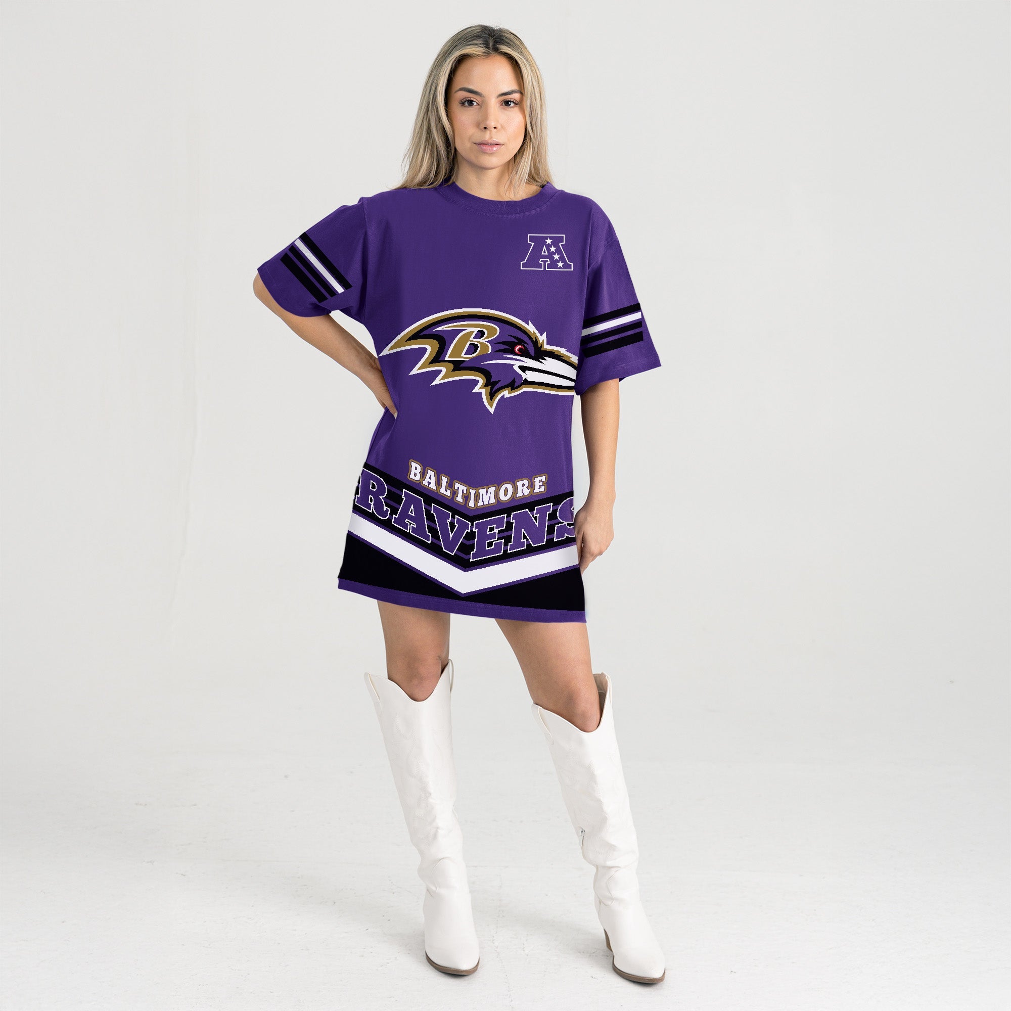 BALTIMORE RAVENS PERFECT SCORE RETRO T-SHIRT DRESS